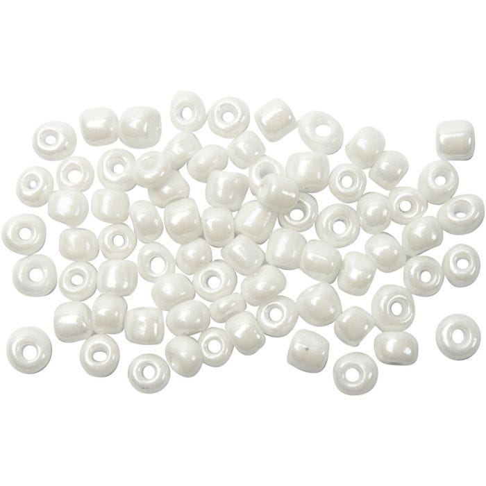 Perles de Rocaille, d 4 mm, dim. 6/0, diamètre intérieur 0,9-1,2 mm, nacré, 500 gr/ 1 Pq.