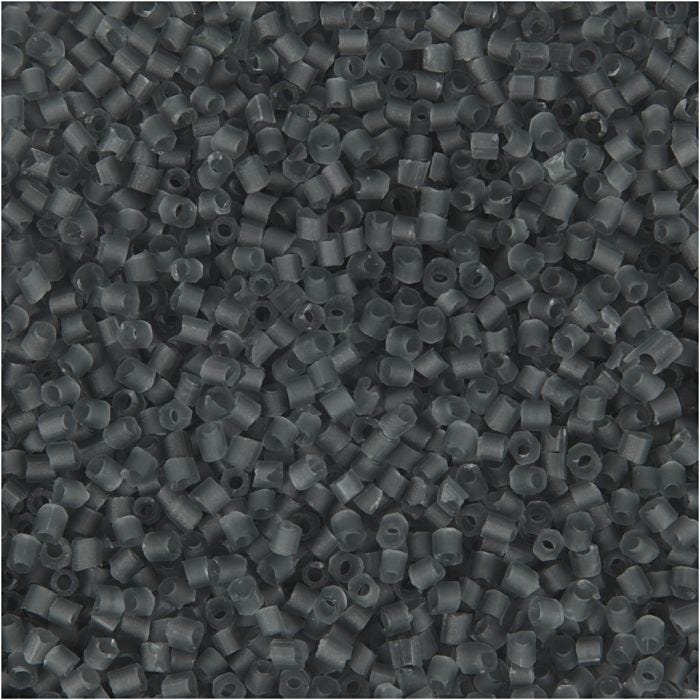 Rocailles 2-cut, 2-cut, d 1,7 mm, dim. 15/0 , diamètre intérieur 0,5 mm, gris transparent, 500 gr/ 1 sac