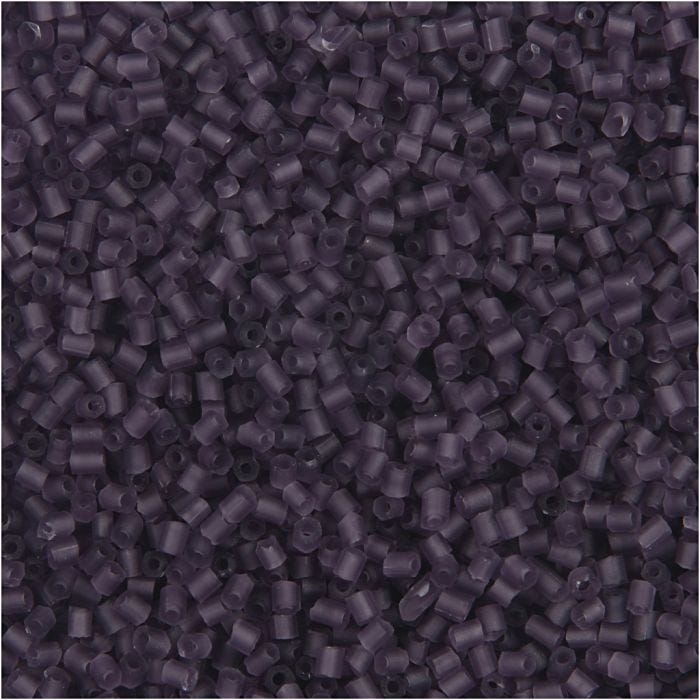 Rocailles 2-cut, d 1,7 mm, dim. 15/0 , diamètre intérieur 0,5 mm, violet givré, 25 gr/ 1 Pq.