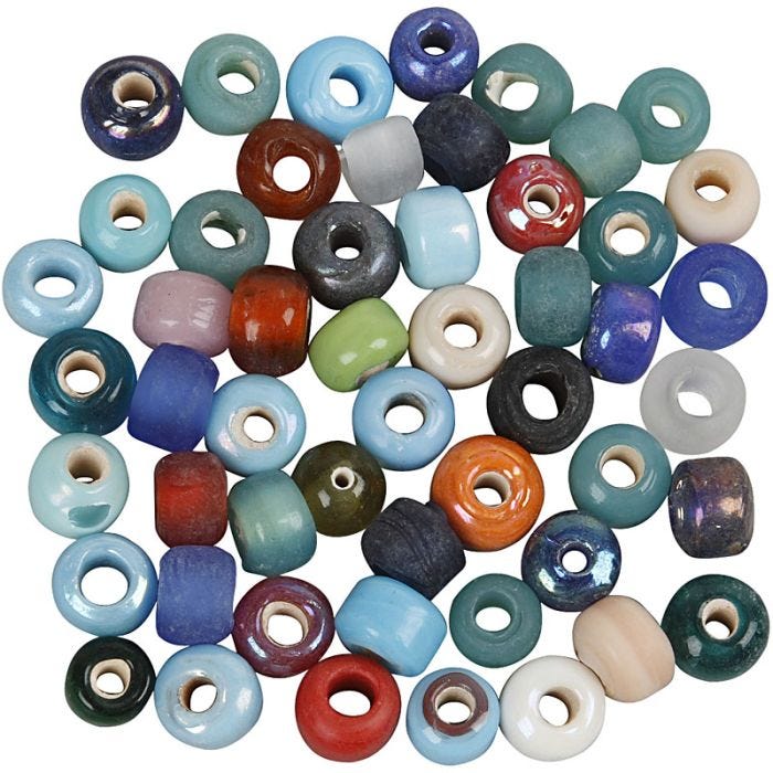 Mélange de perles de verre, d 9 mm, diamètre intérieur 2,5-3 mm, ass. de couleurs, 500 gr/ 1 Pq.