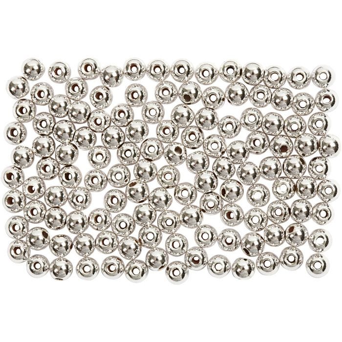 Perles de Cire, d 3 mm, diamètre intérieur 0,7 mm, argent, 150 pièces/ 1 Pq.