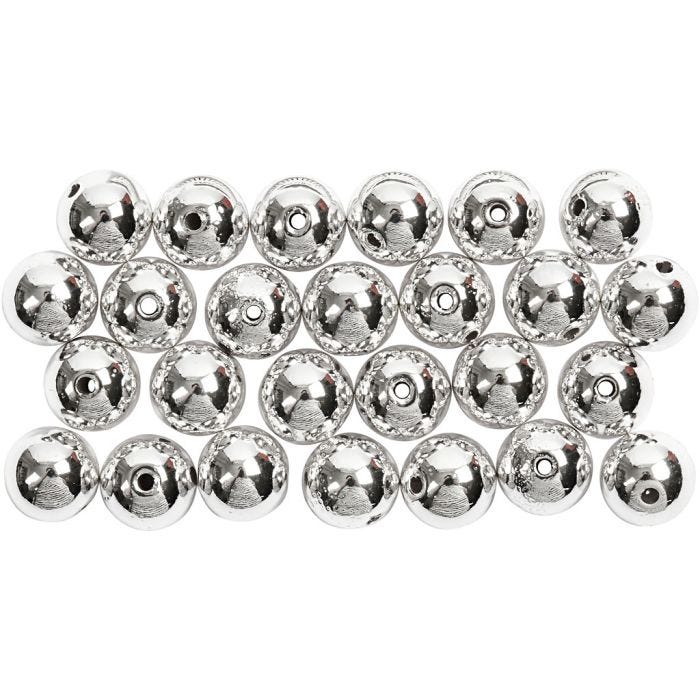 Perles de Cire, d 8 mm, diamètre intérieur 1 mm, argent, 50 pièces/ 1 Pq.