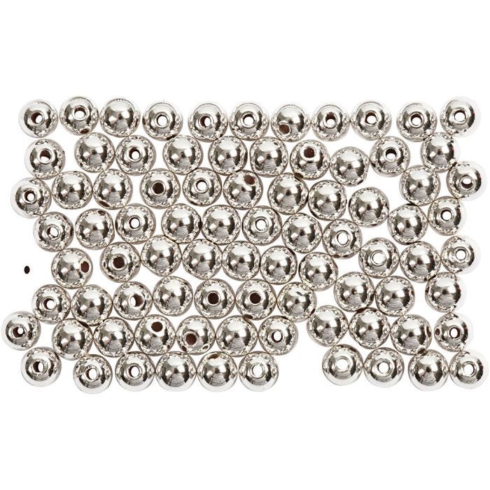 Perles de Cire, d 4 mm, diamètre intérieur 0,7 mm, argent, 150 pièces/ 1 Pq.