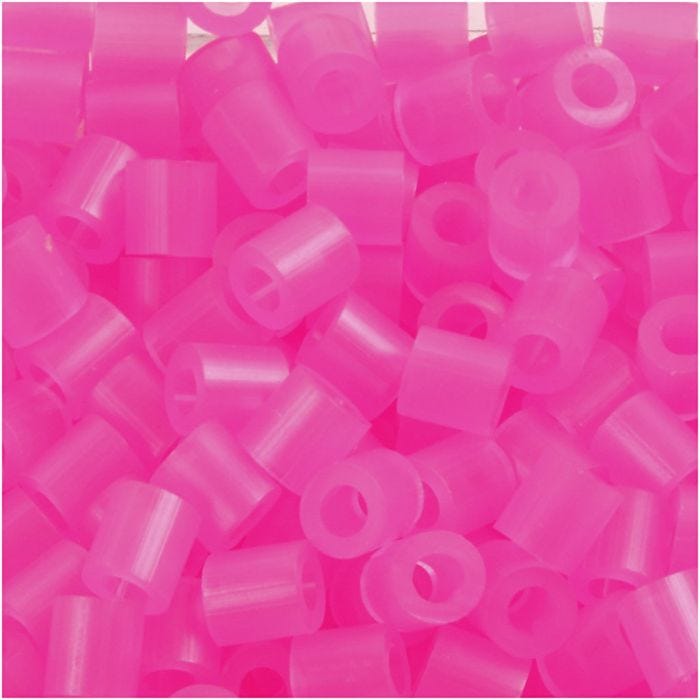 Perles à repasser, dim. 5x5 mm, diamètre intérieur 2,5 mm, medium, rose néon (32257), 1100 pièces/ 1 Pq.