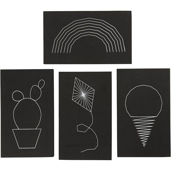 String Art, dim. 20x12 cm, ép. 10 mm, noir, 16 pièces/ 1 Pq.