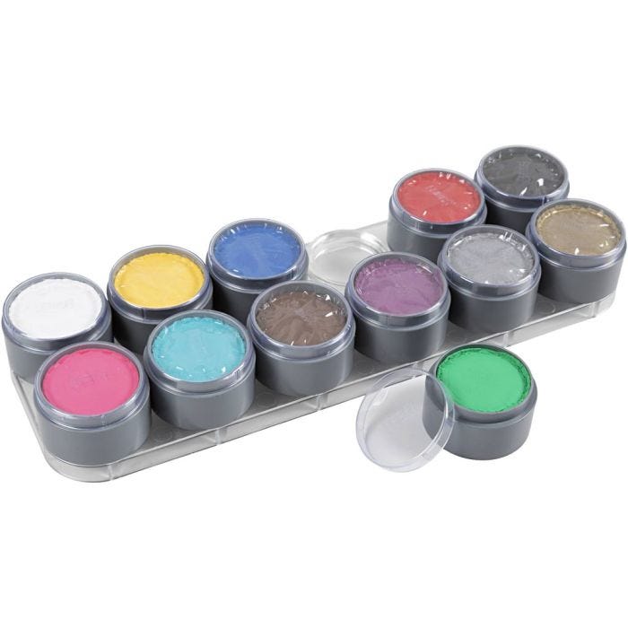 Palette de maquillage pour visage à base d'eau, ass. de couleurs, 12x15 ml/ 1 pièce