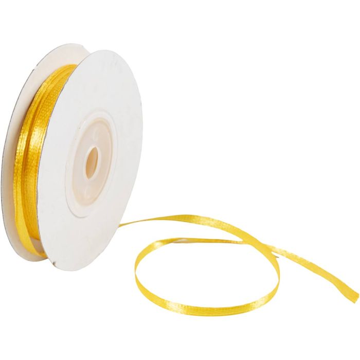 Ruban de satin, L : 3 mm, sun yellow, 30 m/ 1 rouleau