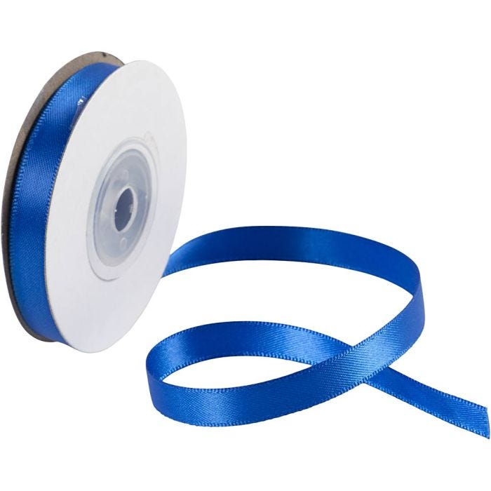 Ruban de satin, L : 10 mm, bleu, 30 m/ 1 rouleau