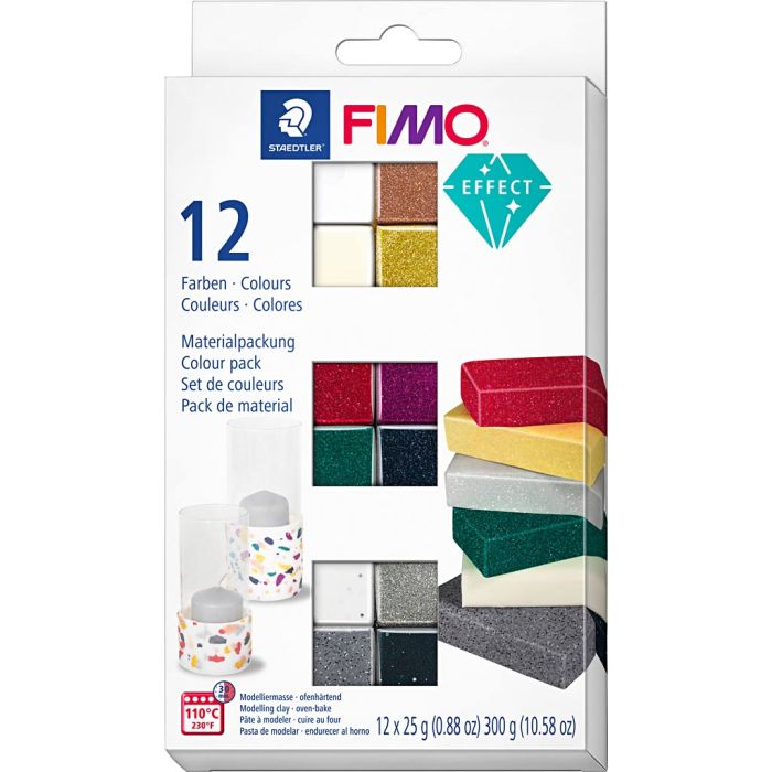 FIMO effect, ass. de couleurs, 12x25 gr/ 1 Pq.