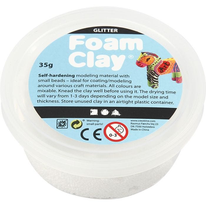 Foam Clay®, paillettes, blanc, 35gr/ 1 boîte