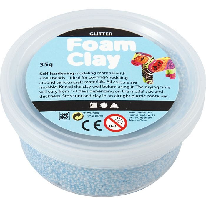 Foam Clay®, paillettes, bleu clair, 35gr/ 1 boîte