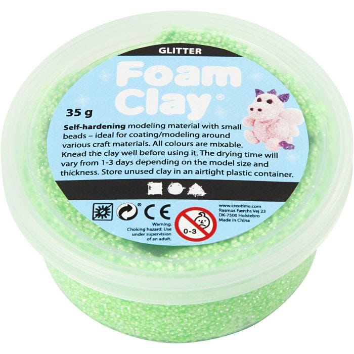 Foam Clay®, paillettes, vert, 35 gr/ 1 boîte