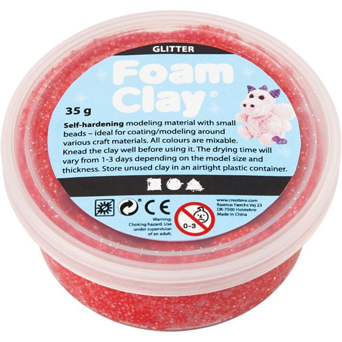 Foam Clay®, paillettes, rouge, 35 gr/ 1 boîte