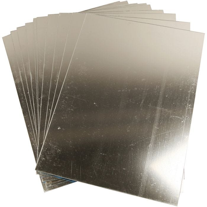 Miroir en plastique, feuille 29,5x21 cm, ép. 1,1 mm, 10 flles/ 1 Pq.