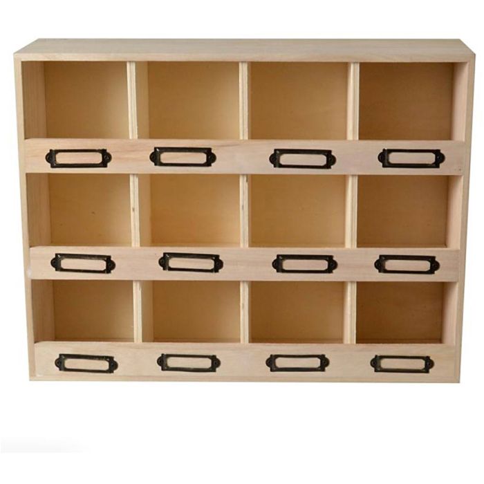 Meuble casier en bois brut, dim. 47x11x31,5 cm, 1 pièce