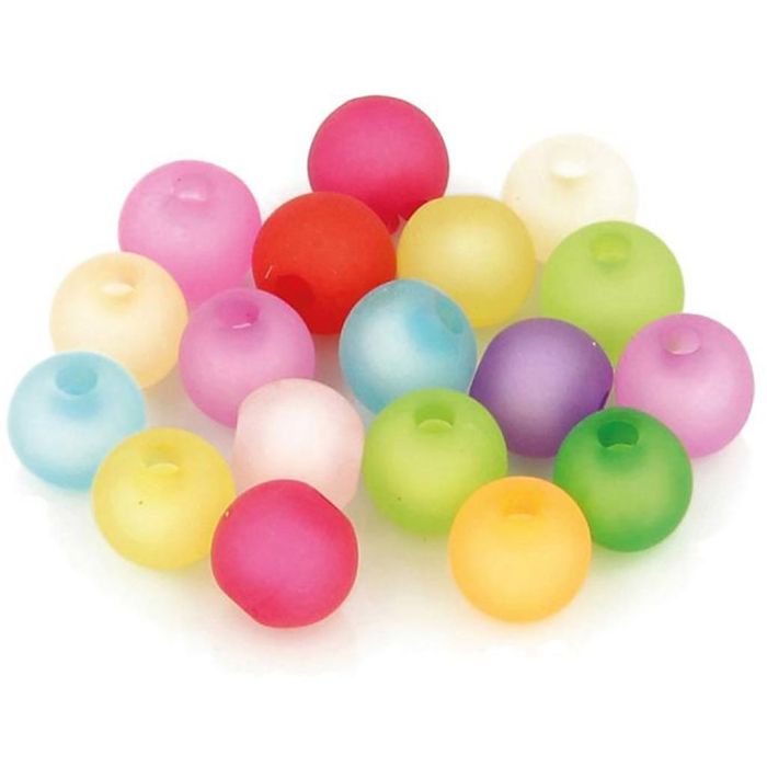 Perles Rondes colorées givre, d 8 mm, couleurs pastel, 120 pièces/ 1 Pq.