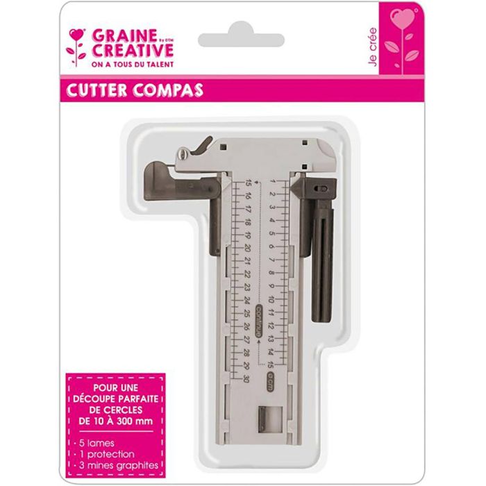 Cutter compas - Découpe parfaite de cercle, dim. 1-30 cm, 1 pièce