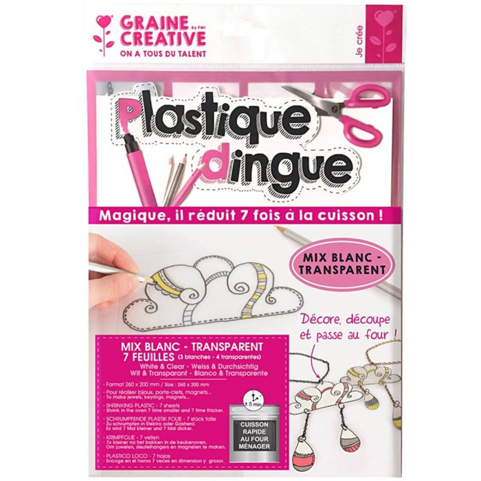 Plastique fou - mix, blanc, 7 flles/ 1 Pq.