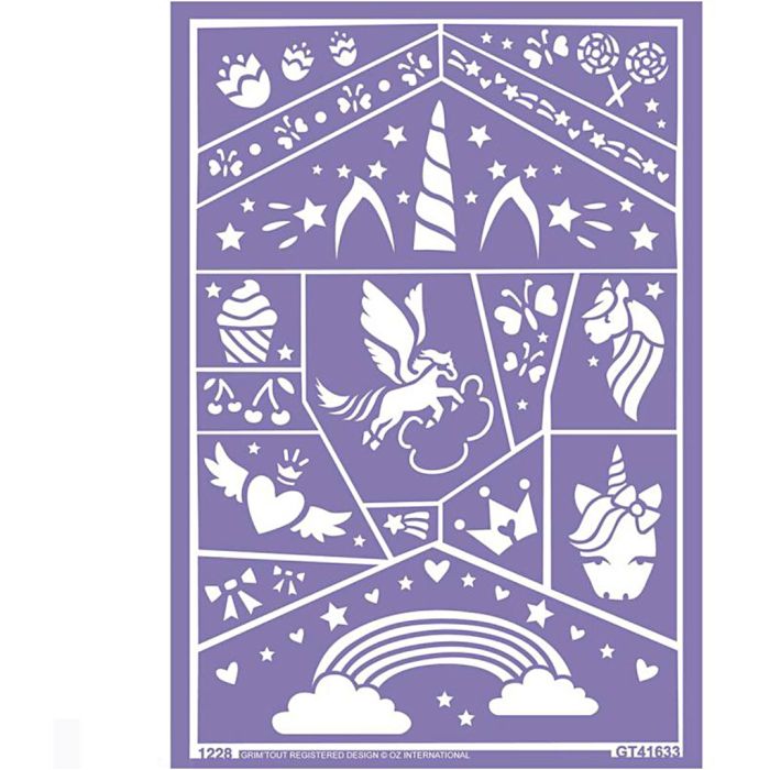 Pochoir maquillage adhésif, Licorne, 1 Pq.