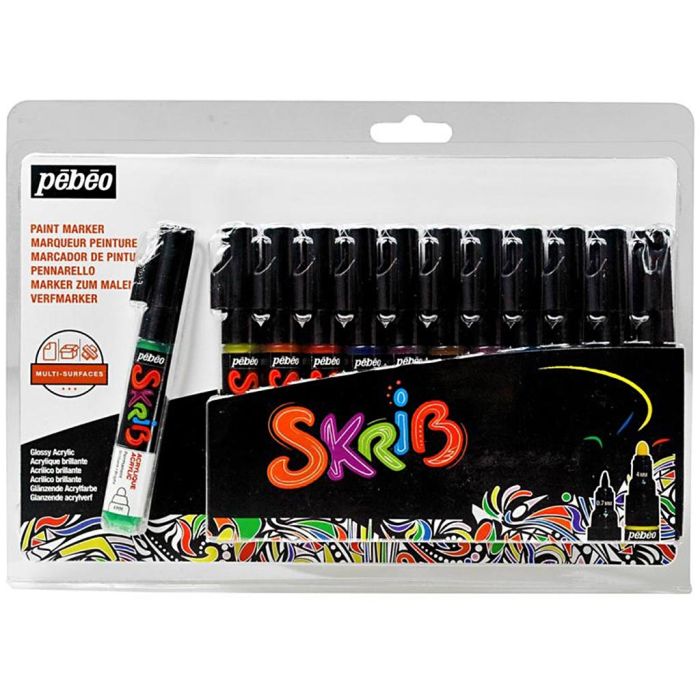 Coffret Skrib Marqueur peinture acrylique, couleurs classiques, 12 pièces/ 1 Pq.