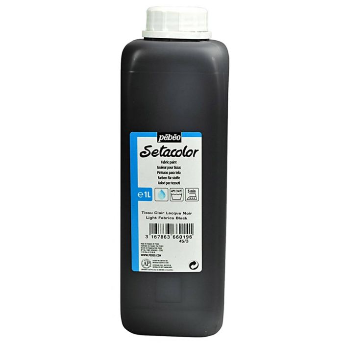Peinture tissu Setacolor Pébéo, Tissus clairs, noir, 1000 ml/ 1 flacon