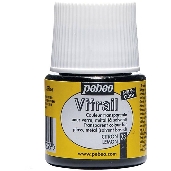 Peinture vitrail transparente, jaune citron, 45 ml/ 1 flacon