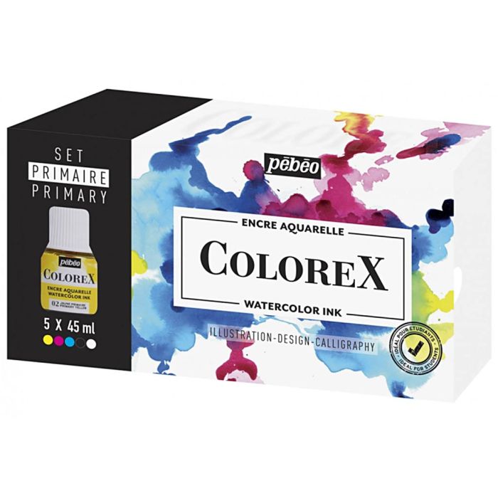Set d'encres aquarelle Colorex, couleur primaire, 5x45 ml/ 1 Pq.
