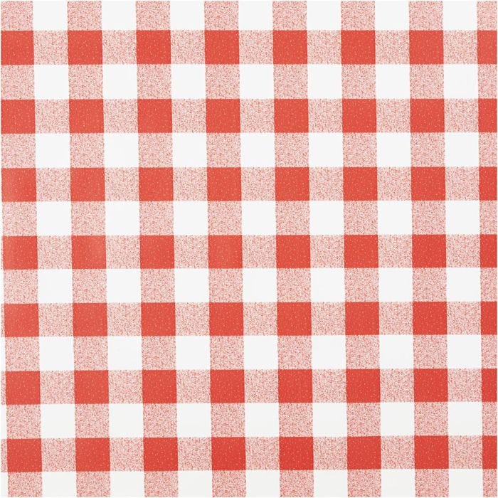 Toile cirée, à carreaux, L: 140 cm, rouge, blanc, 20 m/ 1 rouleau