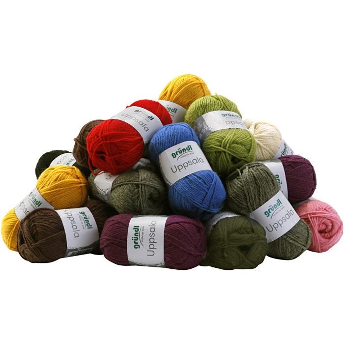 Pelotes de laine, L : 125 M, ass. de couleurs, 30x50 gr/ 1 Pq.