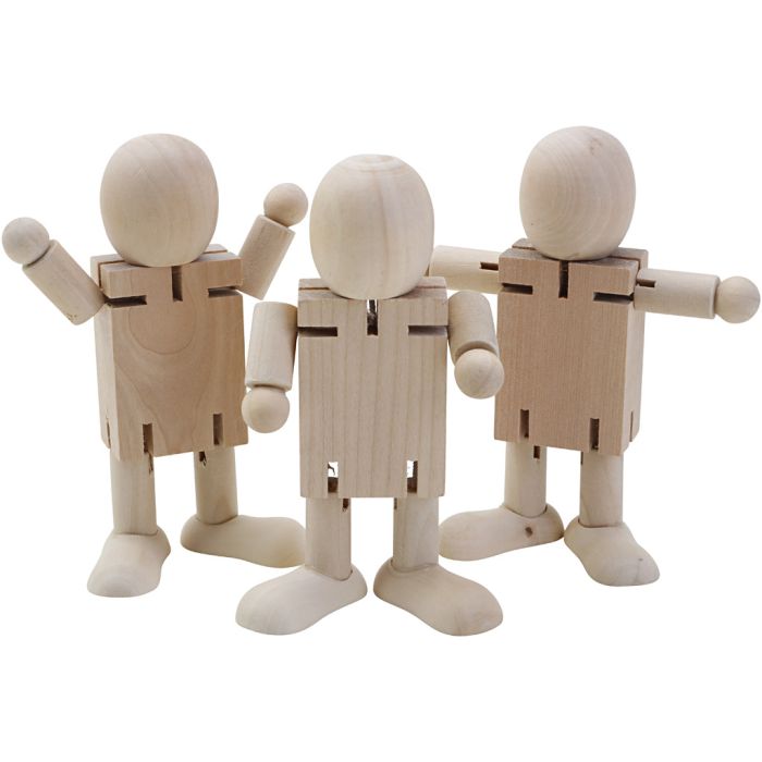 Figurine en bois avec articulations mobiles, dim. 10,3x11 cm, 12 pièces/ 1 Pq.