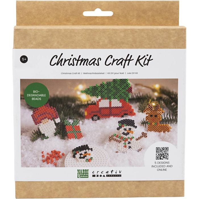 Kit DIY NABBI BioBeads, Voiture de Noël, renne, bonhomme de neige, lutin et cadeau, 1 Pq.