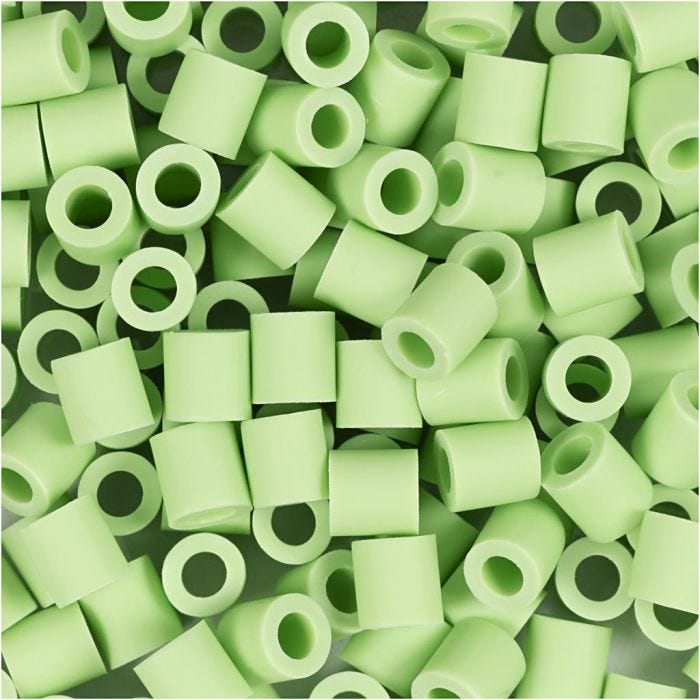 Les Perles NABBI BioBeads, dim. 5x5 mm, diamètre intérieur 2,5 mm, medium, vert pastel, 1000 pièces/ 1 Pq.
