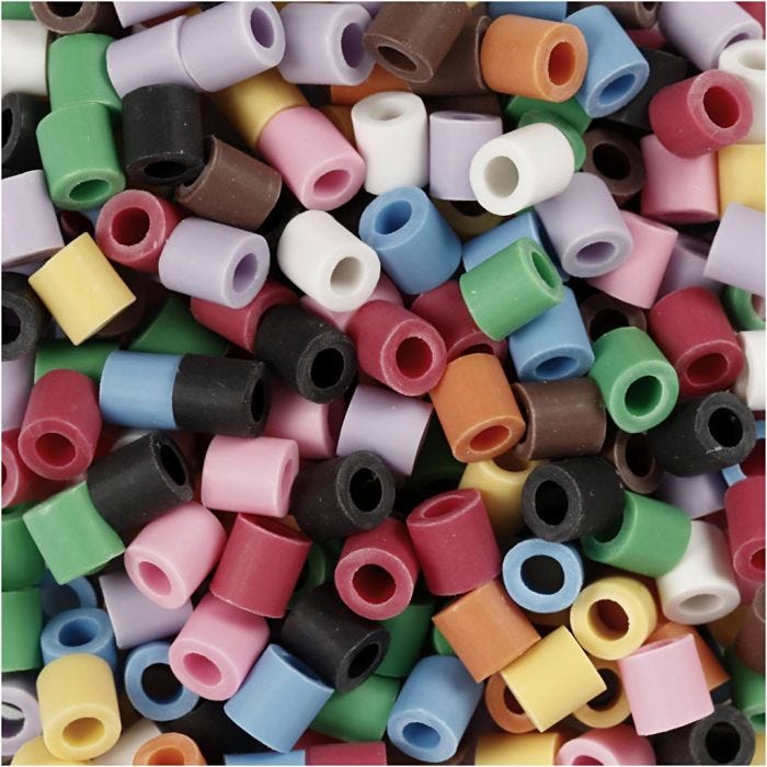 Les Perles NABBI BioBeads, dim. 5x5 mm, diamètre intérieur 2.5 mm, medium, ass. de couleurs, 1000 pièces/ 1 Pq.