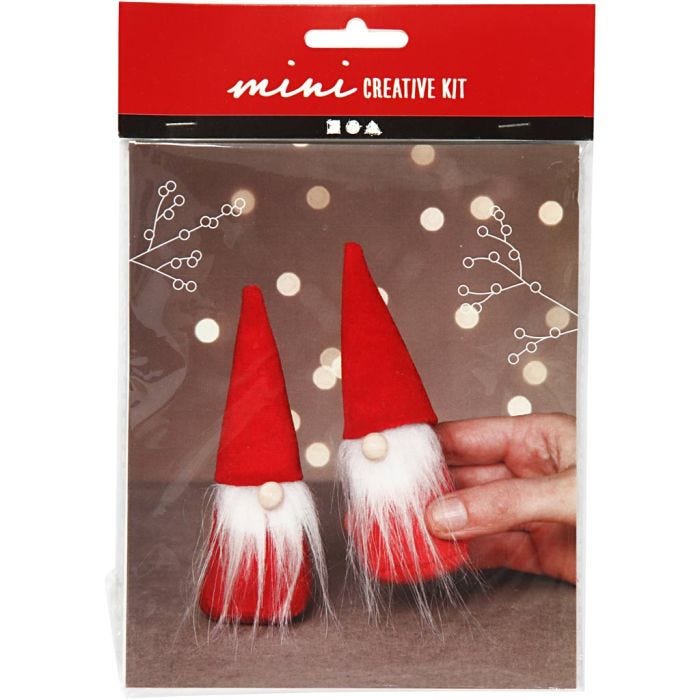 Mini Kit DIY, lutin de Noël , H: 12 cm, rouge, 1 Pq.