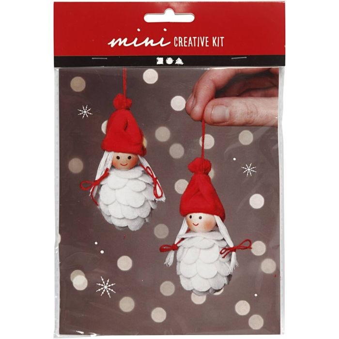 Mini Kit DIY, lutin de Noël filles, H: 8 cm, 1 Pq.