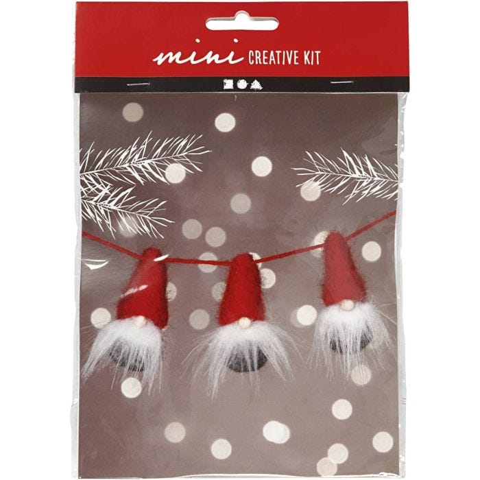 Mini Kit DIY, lutin de Noël sur une corde, H: 6 cm, 1 Pq.