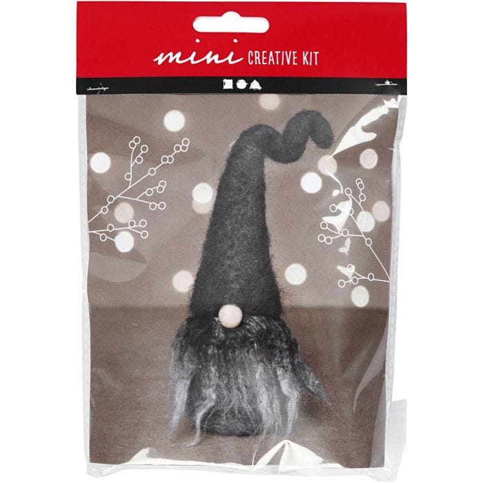 Mini Kit DIY, Lutin de Noël, H : 13 cm, mix gris, 1 Pq.
