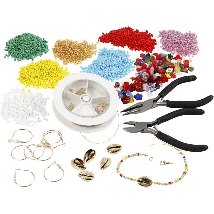 Kits - Fabrication de bijoux avec des perles de rocaille, doré, 1 set