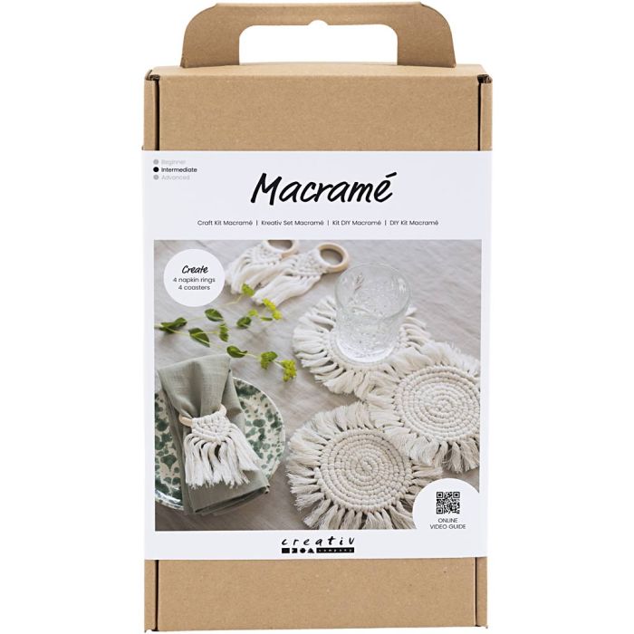 Kit DIY Macramé, Décoration de table, blanc cassé, 1 Pq.