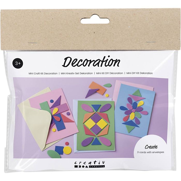 Mini Kit DIY Décoration, Cartes décorées, bleu, vert, rose, 1 Pq.