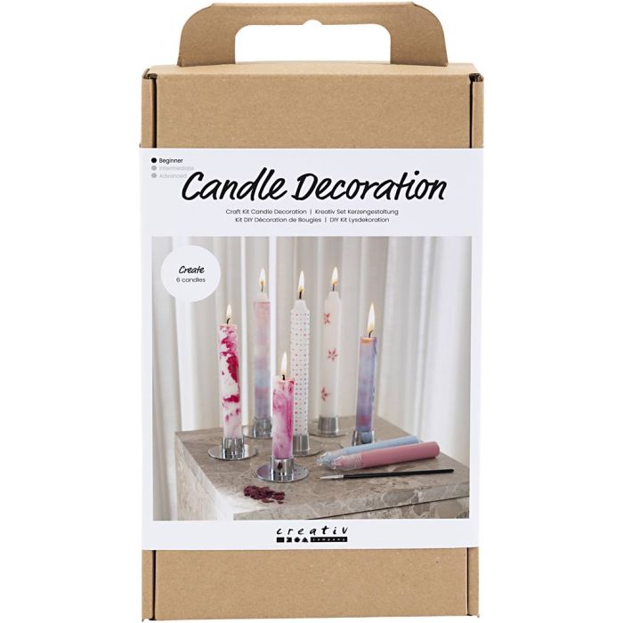 Kit DIY Bougie décorative, Bougies coniques décorées, blanc, 1 Pq.