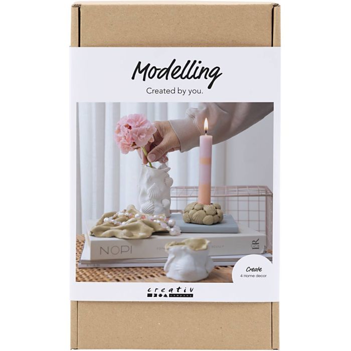 Kit DIY Modelage, Vases et bougeoirs, beige, ivoire, blanc cassé, 1 Pq.