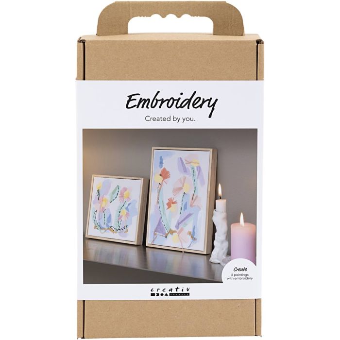 Kit DIY Broderie, Tableaux, couleurs pastel, 1 Pq.