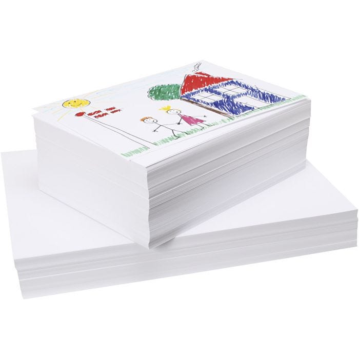 Papier à dessin blanc de qualité, A3,A4, 130+160 gr, blanc, 750 flles/ 1 Pq.