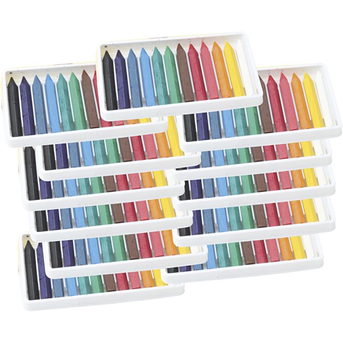 Craie à l'huile, ass. de couleurs, 12x12 pièces/ 1 Pq.