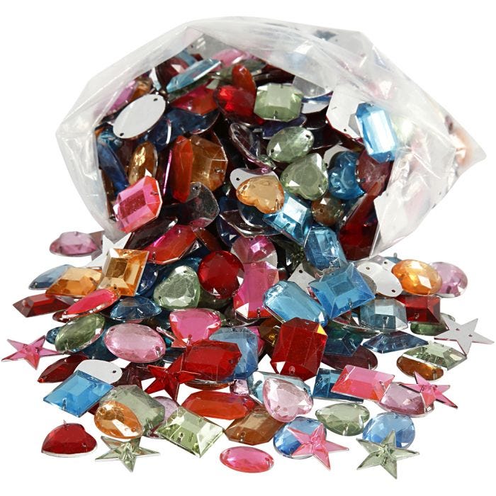Pierres de strass, dim. 10-17 mm, ass. de couleurs, 210 gr/ 1 Pq.