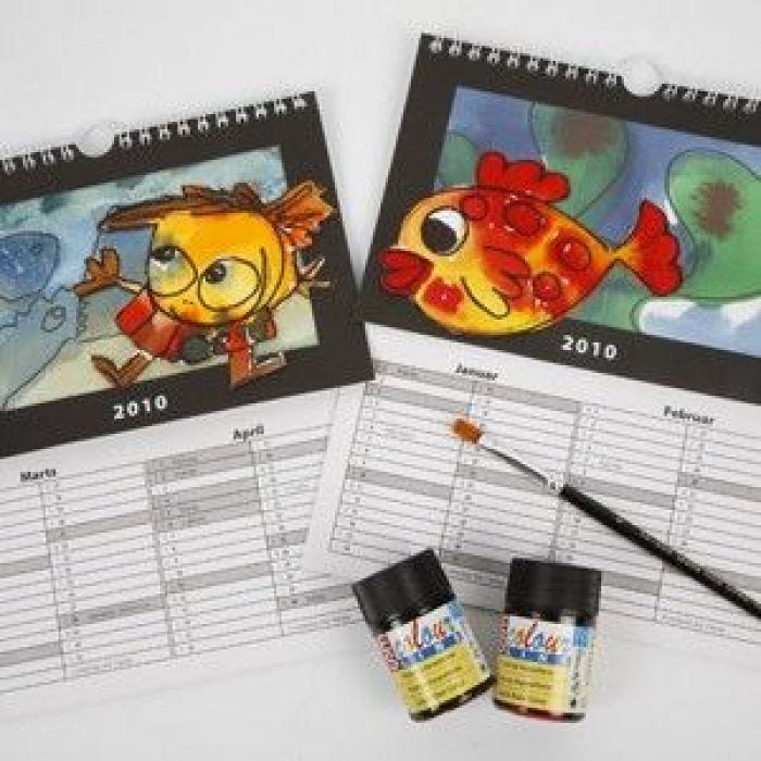 Calendrier avec de chouettes dessins et fond de décor changeable