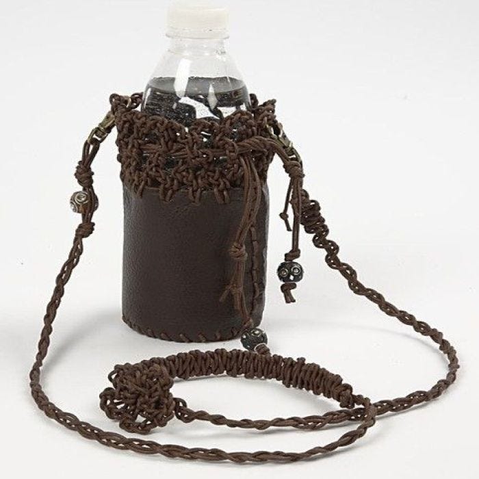 A leather bag for the water bottle