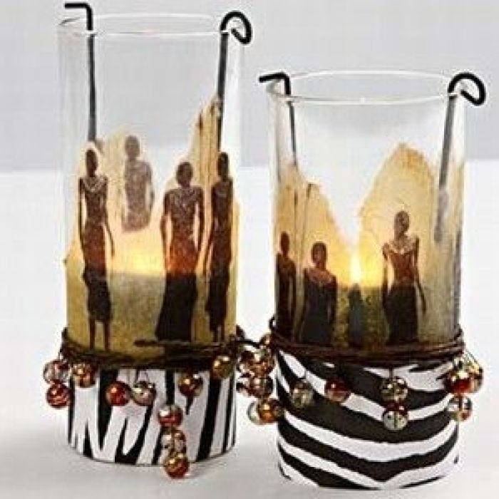 Cylinder glasses with napkin decoupage