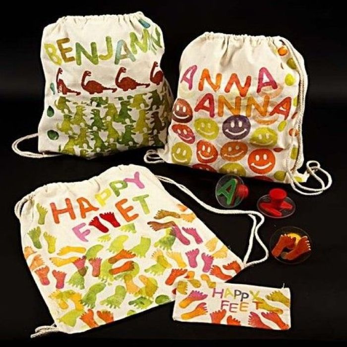 Shoe bag and pencil case with stamp printing